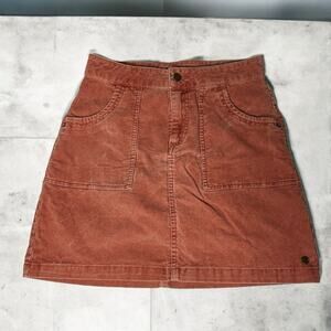 ROXY Womens Mini Skirt Size‎ S Coral Corduroy Cotton Pockets Grunge Y2K Spring